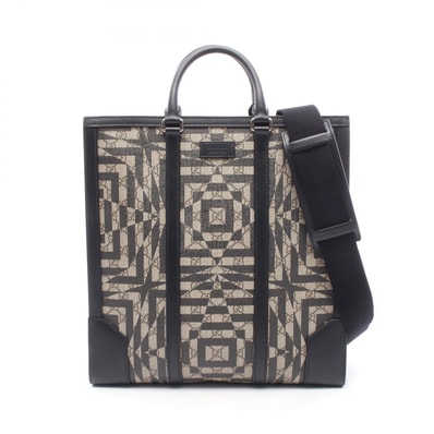 グッチ GUCCI GGカレイド 2WAY トートバッグ バッグ PVCコーティングキャンバス レザー メンズ レディース ベージュ系 / ブラウン系 / ブラック系 406387 【中古】