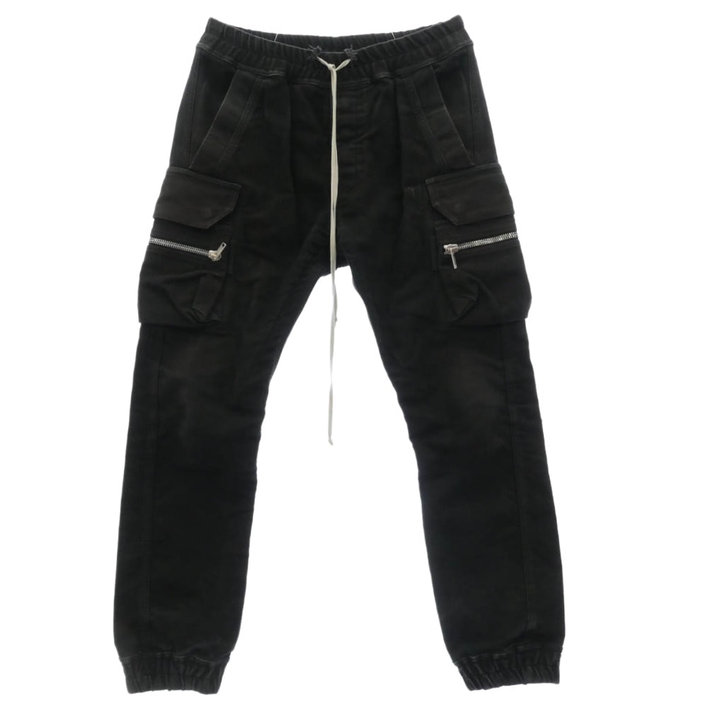 Rick Owens リックオウエンス デニムパンツ 23AW RU02C7396-TB MASTODON CARGO マストドン カーゴ ドローストリング仕様 ブラック パンツ ブラック系 48【中古】