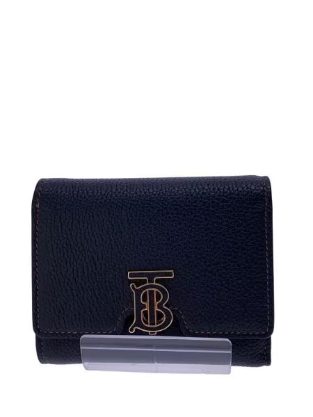 BURBERRY Monogram Motif Grainy Leather Folding Wallet "Black"