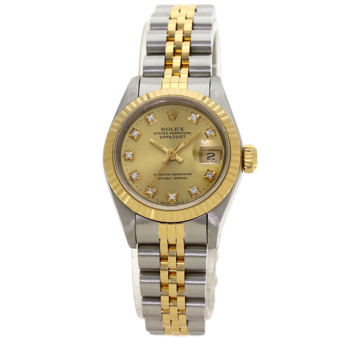ROLEX ロレックス 69173G デイトジャスト 10P ダイヤモンド 腕時計 SS SSxK18YG K18YG レディース [中古]