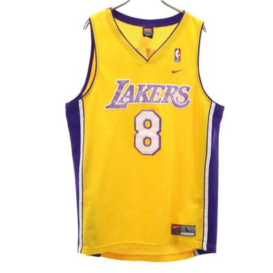 NIKE ナイキ NBA LAKERS BRYANT 8 ノースリーブ ゲームシャツ メッシュ タンクトップ L イエロー レイカーズ