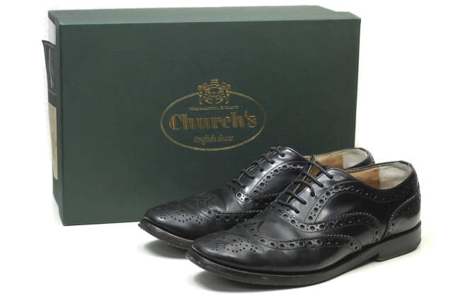 CHURCH'S チャーチ イタリア製 BURWOOD W(GI)  バーウッド BLK POLISH 35.5(22.5cm)  ブラック ウイングチップ レースアップ シューズ lc23115