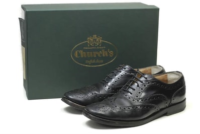 CHURCH'S チャーチ イタリア製 BURWOOD W(GI) バーウッド BLK POLISH 35.5(22.5cm) ブラック ウイングチップ レースアップ シューズ lc23115