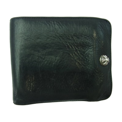 CHROME HEARTS クロムハーツ(原本無) 財布 1SNAP 1スナップ クロスボール レザー ウォレット 二つ折り財布 ブラック系【中古】