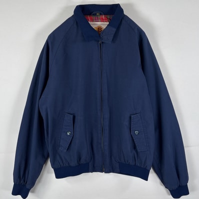 古着 バラクータ BARACUTA ハリントンジャケット スウィングトップ 裏地チェック チンスト有り ビッグサイズ XL ネイビー メンズ