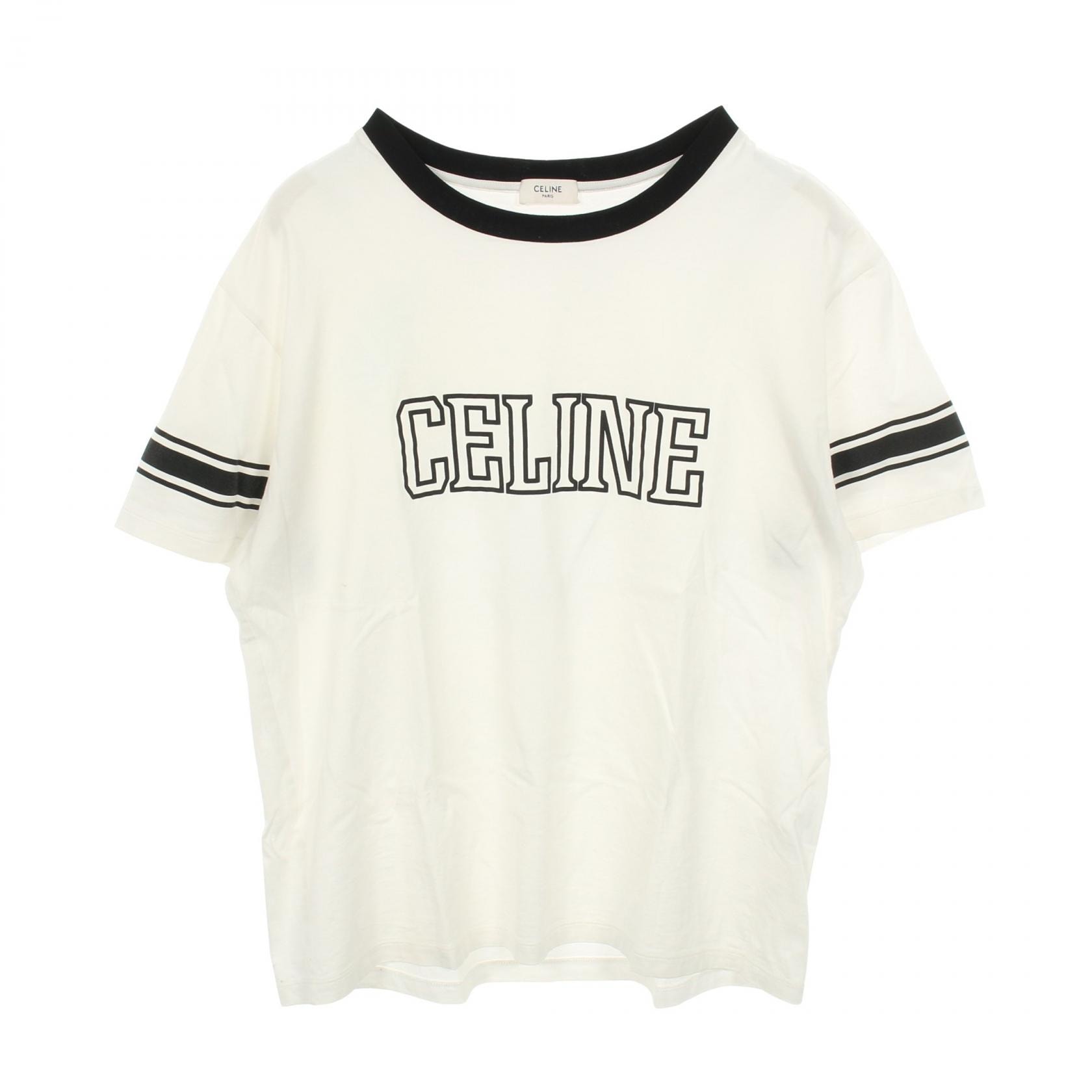 セリーヌ CELINE 半袖Tシャツ 衣料品 トップス コットン メンズ ホワイト系 / ブラック系 【中古】