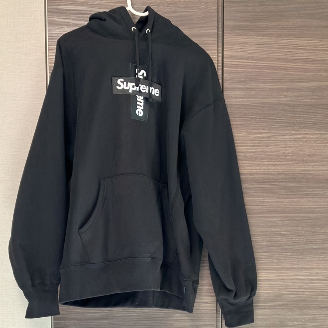 Supreme Cross Box Logo Hooded Sweatshirt "Black"
