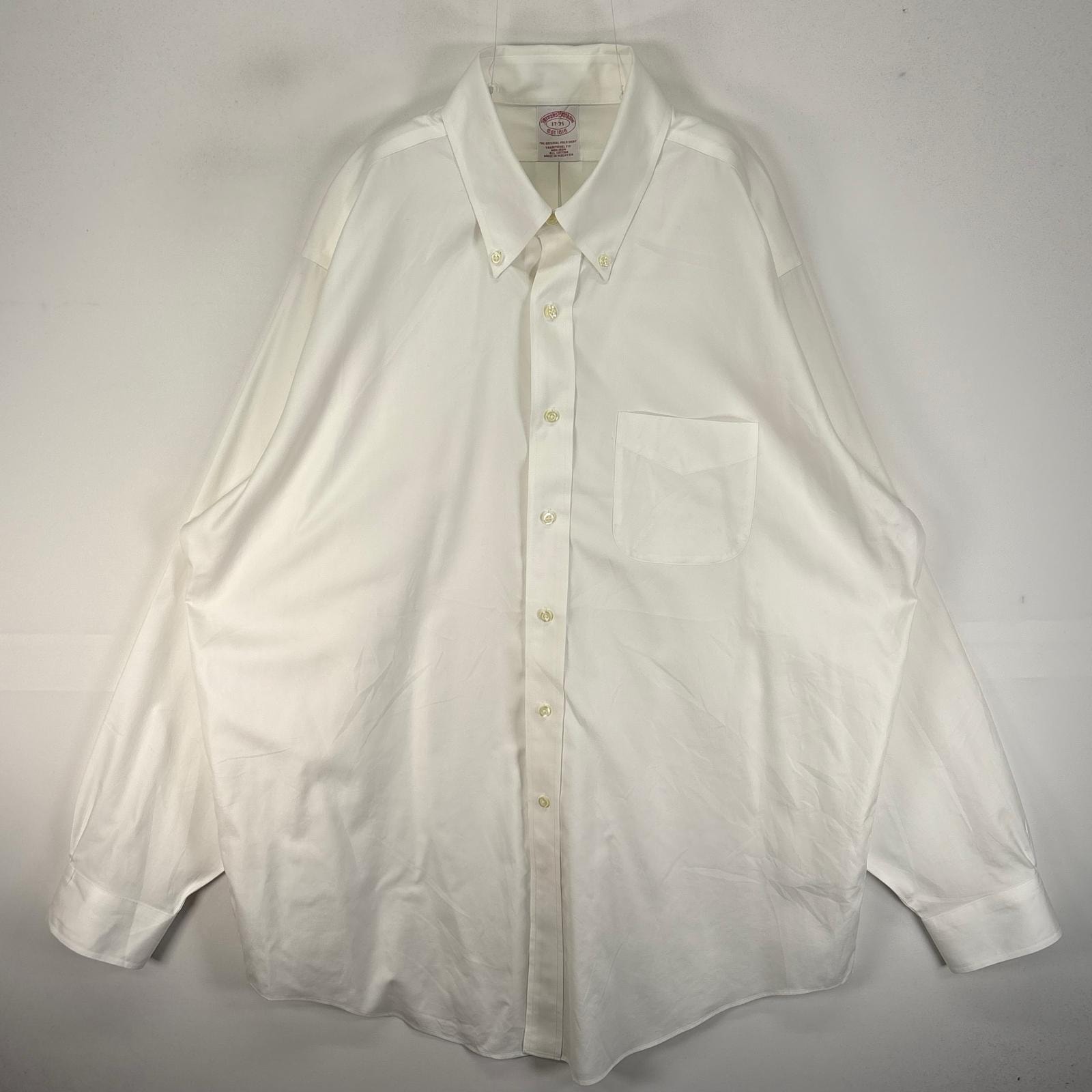 古着 ブルックスブラザーズ Brooks Brothers 長袖シャツ 胸ポケット XL  ホワイト系 無地 メンズ