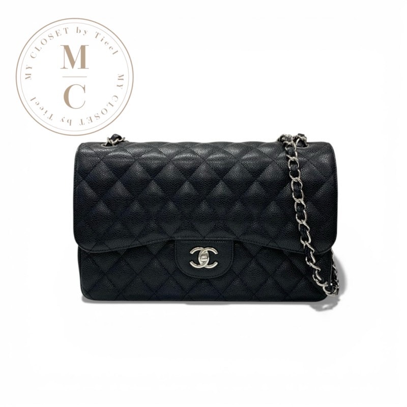 シャネル CHANEL バッグ ショルダーバッグ ブラック シルバー デカマトラッセ30 ラージ ターンロック シングルフラップ ダブルチェーン