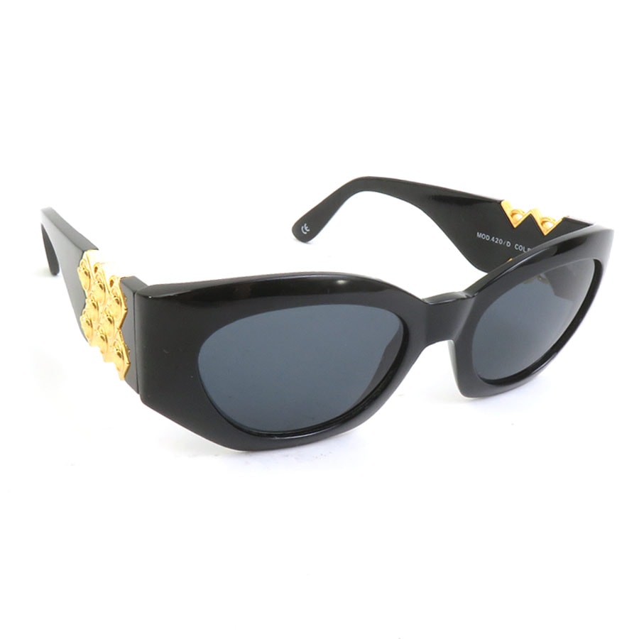 ジャンニ ヴェルサーチ Gianni Versace サングラス プラスチック ブラック/ゴールド レディース【中古】 h32589