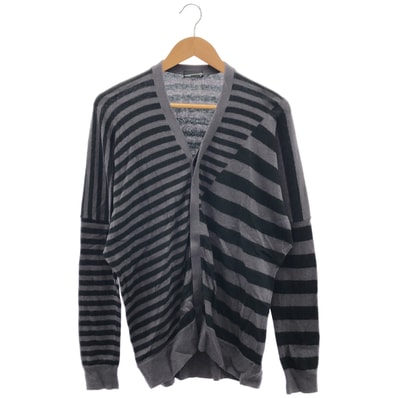 ラッドミュージシャン パープル×ブラック ボーダー コットン カーディガン