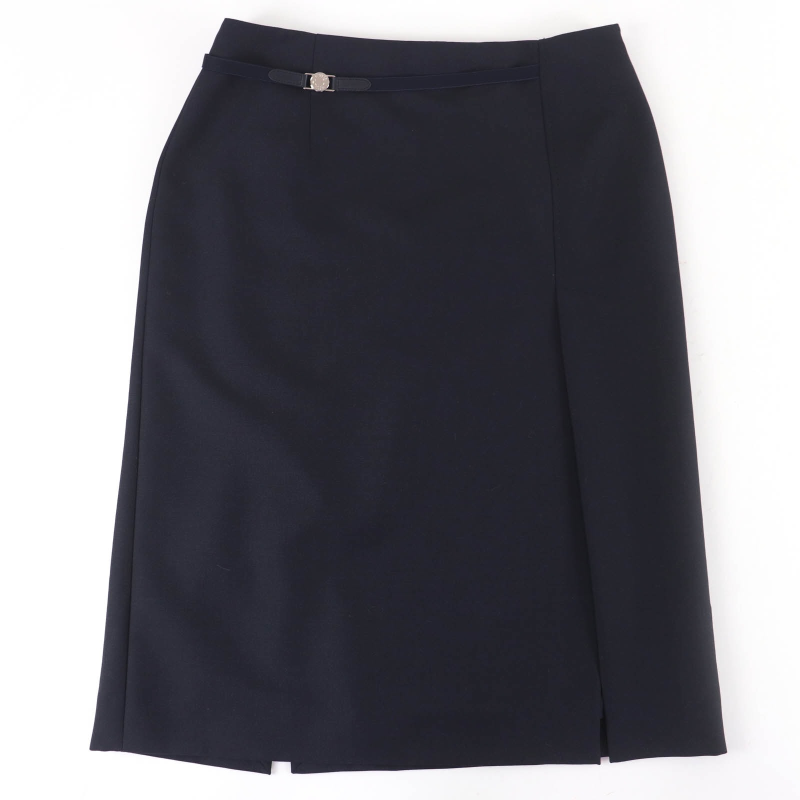 極美品 エルメス タイトスカート ダークネイビー 40 4E0328DK