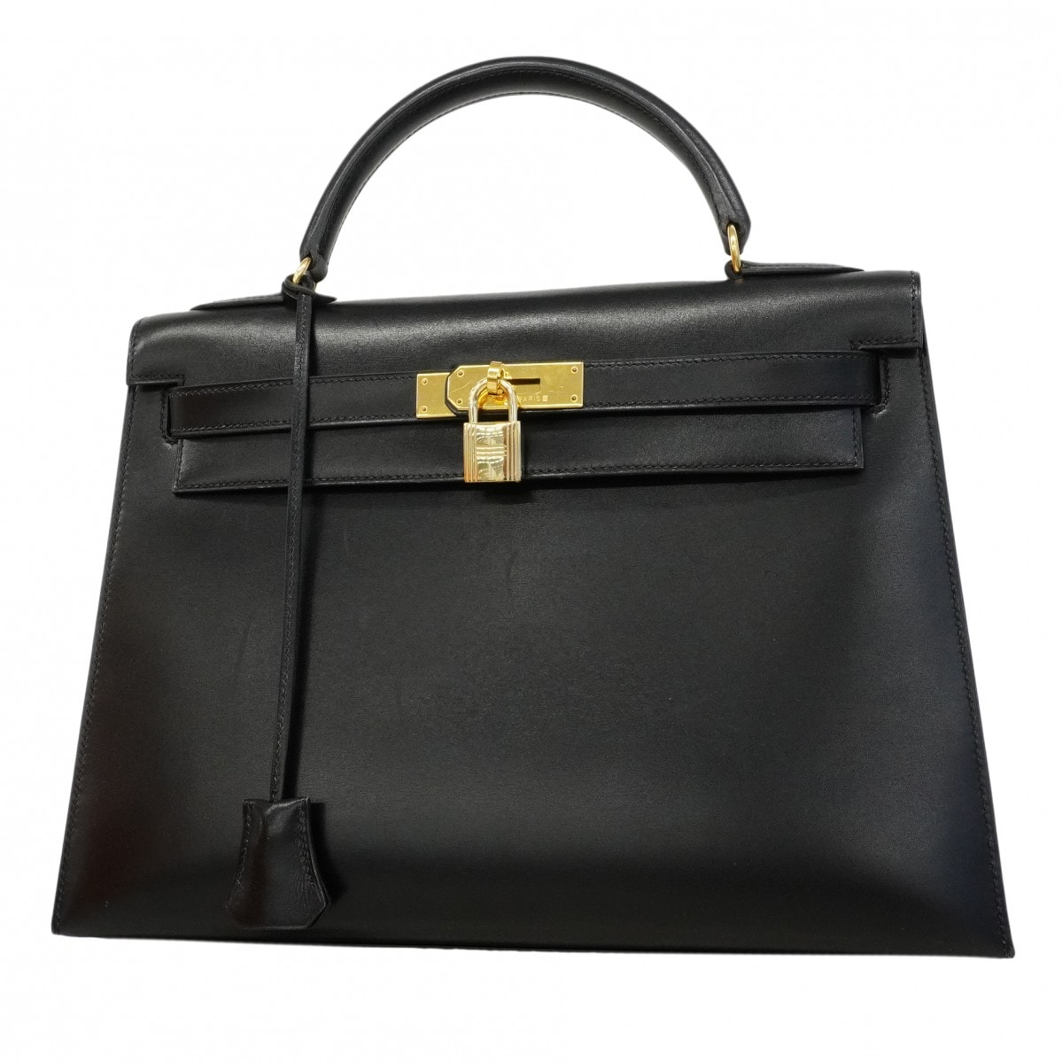 ★SALE【6ed4133】エルメス ハンドバッグ ケリー32 ボックスカーフ ブラック ゴールド金具 ○Y刻印【中古】レディース