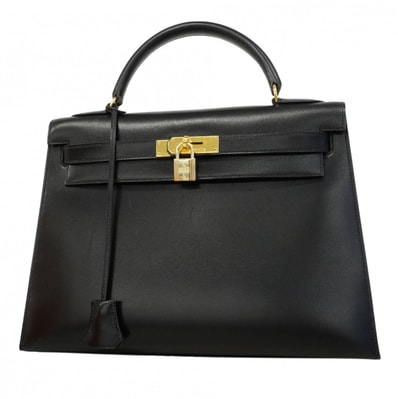 ★SALE【6ed4133】エルメス ハンドバッグ ケリー32 ボックスカーフ ブラック ゴールド金具 ○Y刻印【中古】レディース