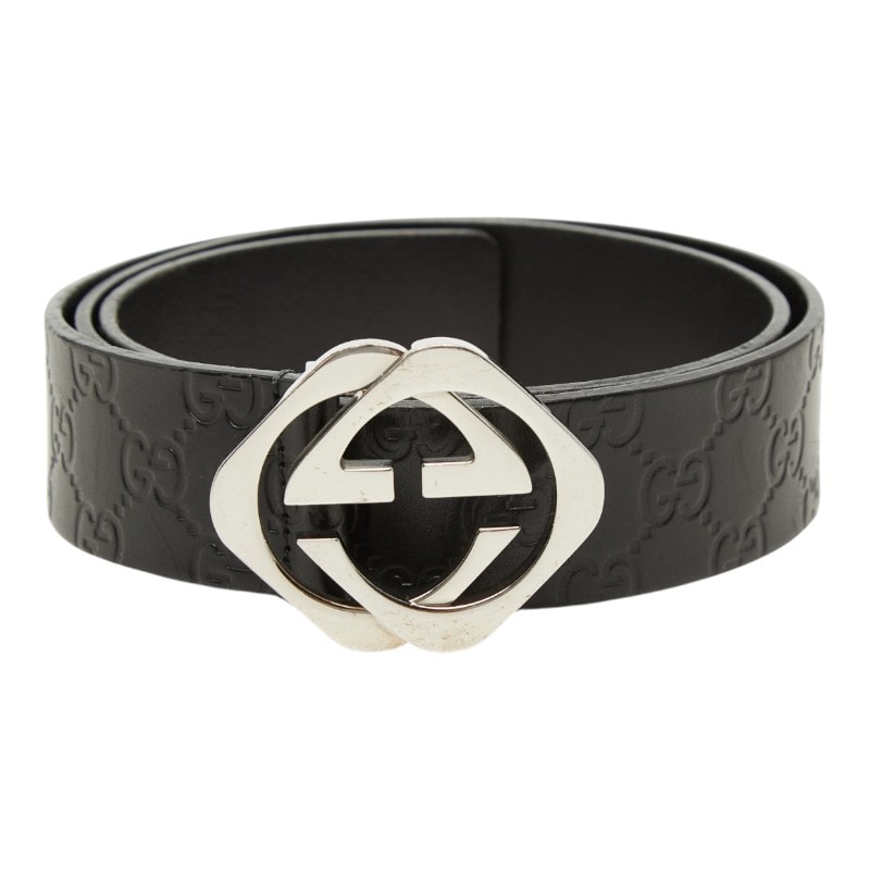 グッチ グッチシマ ベルト サイズ95・38 182320 ブラック シルバー レザー メンズ GUCCI 中古
