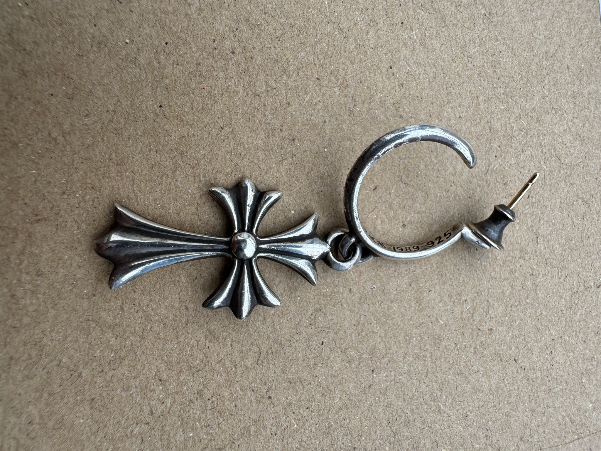 Chrome Hearts Tiny CH Cross Hoop Earrings "Silver"
