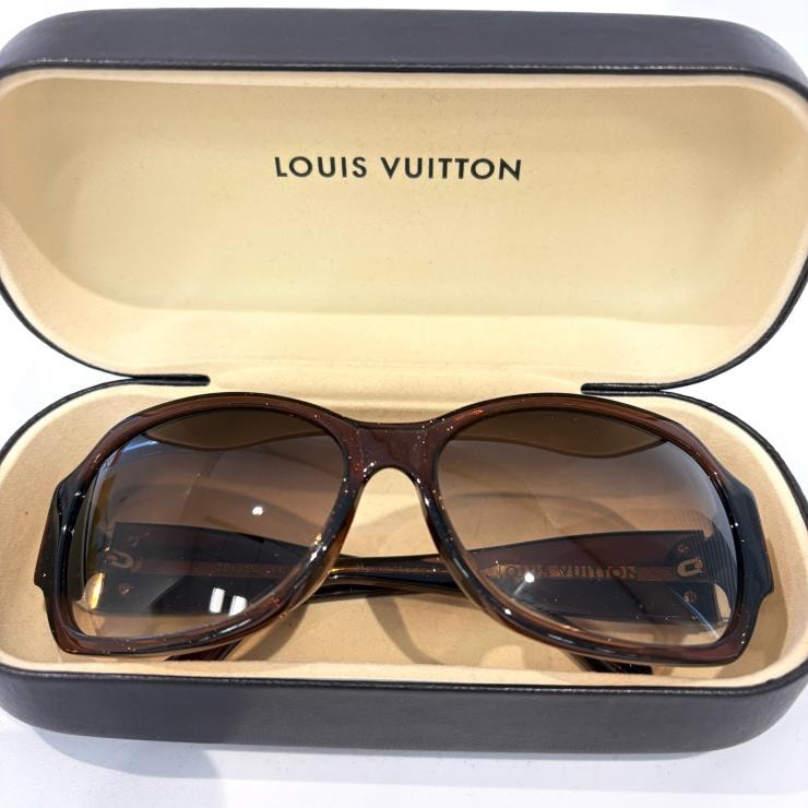 LOUIS VUITTON ウルスラ ストラス ラメ モノグラムフラワー サングラス ブラウン ゴールド Z0135E 正規品【鑑定済み】