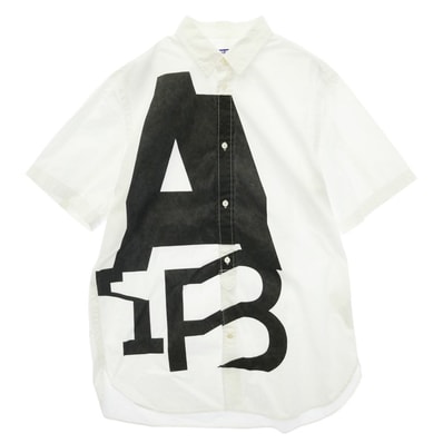 JUNYA WATANABE COMME des GARCONS MAN ジュンヤワタナベコムデギャルソンマン 21SS WG-B014 Studio SPIN スタジオ スピン フロントプリント ショートスリーブ 半袖 シャツ ホワイト系 M【中古】