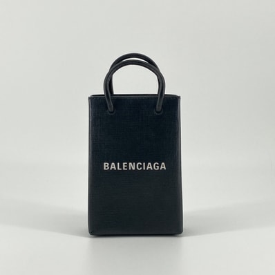 BALENCIAGA Women's Leather Phone Case "Black"