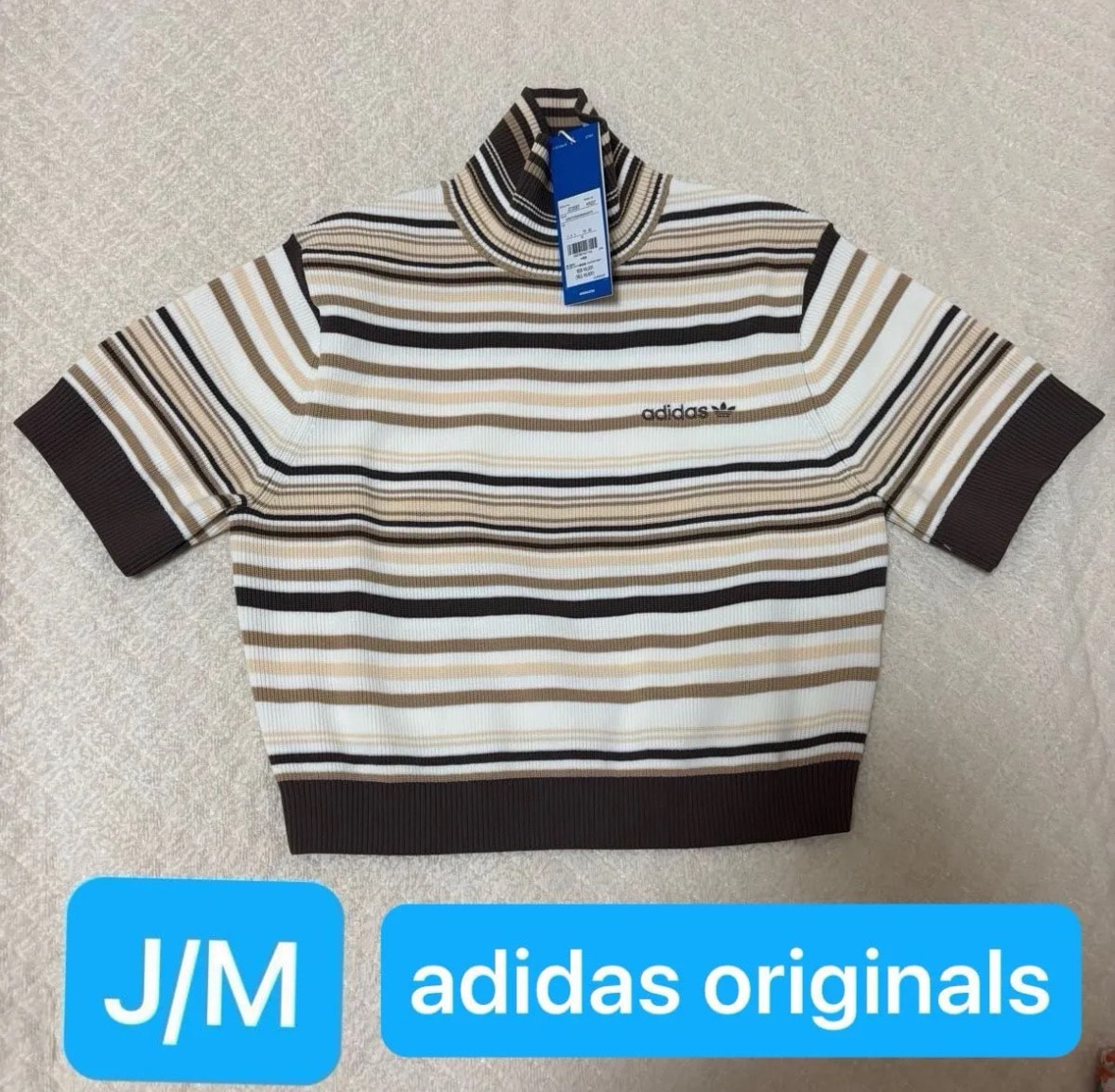 新品タグ付き アディダスオリジナルス クロップドタートルネック Mサイズ adidas originals 半袖シャツ 定価8,800円