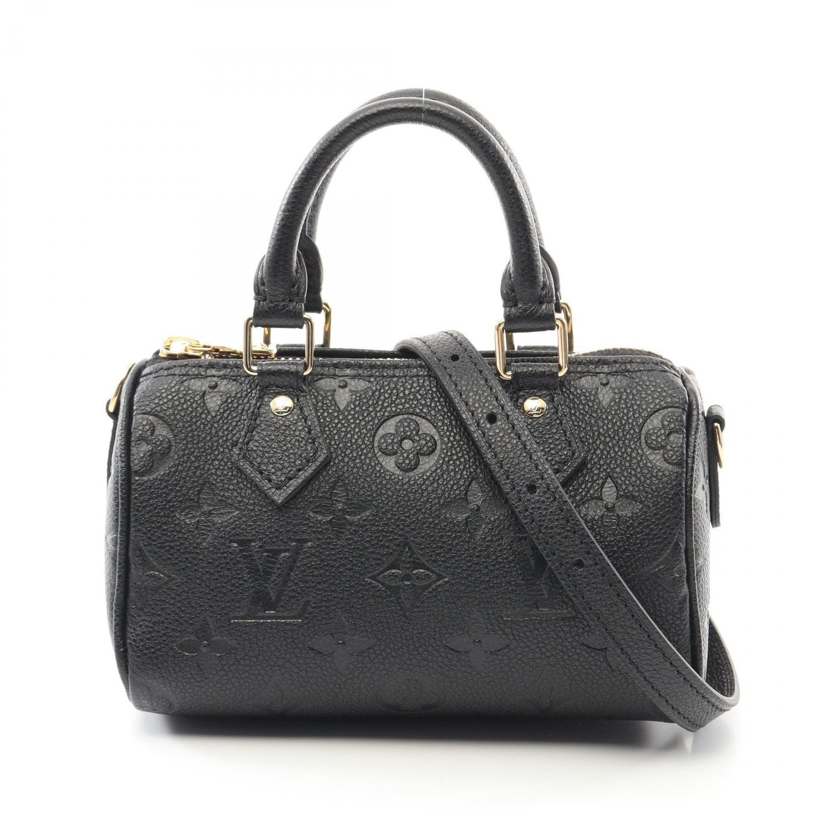 ルイ・ヴィトン LOUIS VUITTON ナノスピーディ ハンドバッグ バッグ レザー モノグラム・アンプラント ノワール レディース ブラック系 M82450 【中古】