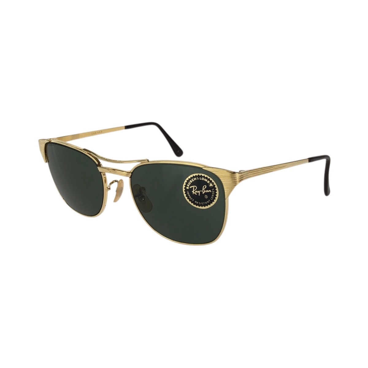 超美品 Ray-Ban レイバン ヴィンテージ シグネット ボシュロム ヘリテージ ゴールド グリーン メタル サングラス メガネ 男女兼用 ウェリントン 602489 【中古】
