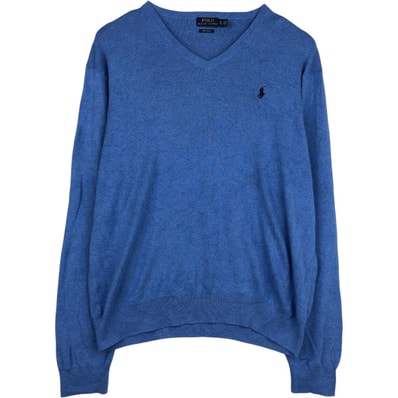 古着 ラルフローレン Ralph Lauren POLO RALPH LAUREN Vネック ピマコットンニットセーター メンズXL相当/eaa645889