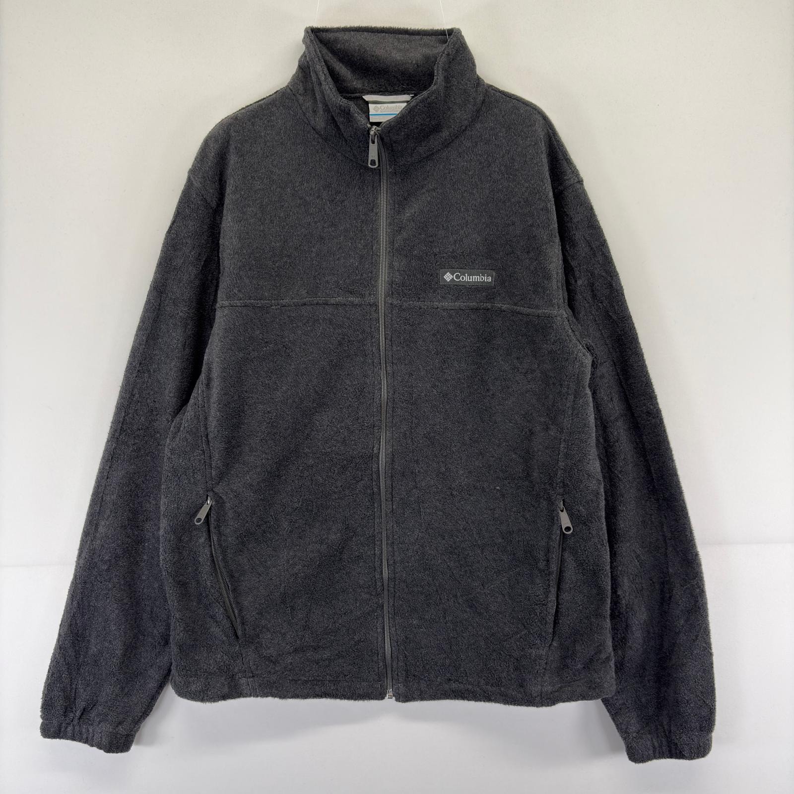古着 コロンビア Columbia ジャケット フルジップ ワンポイント フリース アウトドア M  グレー系 メンズ