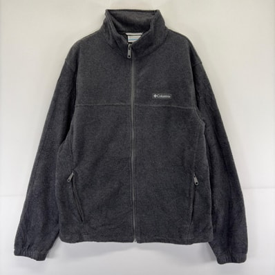 古着 コロンビア Columbia ジャケット フルジップ ワンポイント フリース アウトドア M グレー系 メンズ