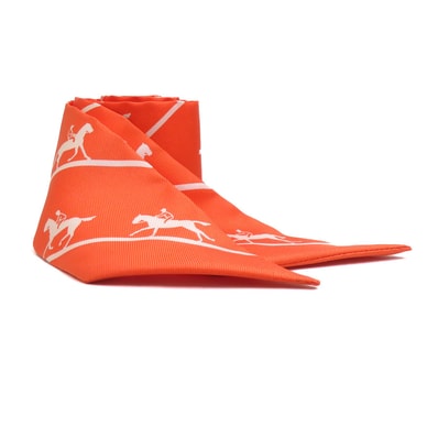 エルメス HERMES スカーフ ツイリー シルク オレンジ レディース【中古】 56869a