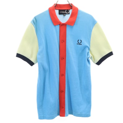 FRED PERRY フレッドペリー RAF SIMONS ラフシモンズ コラボ ポルトガル製 半袖 シャツ 38 水色
