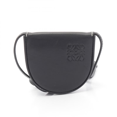 ロエベ LOEWE ヒールポーチ スモール コインケース 財布 レザー レディース ブラック系 【中古】