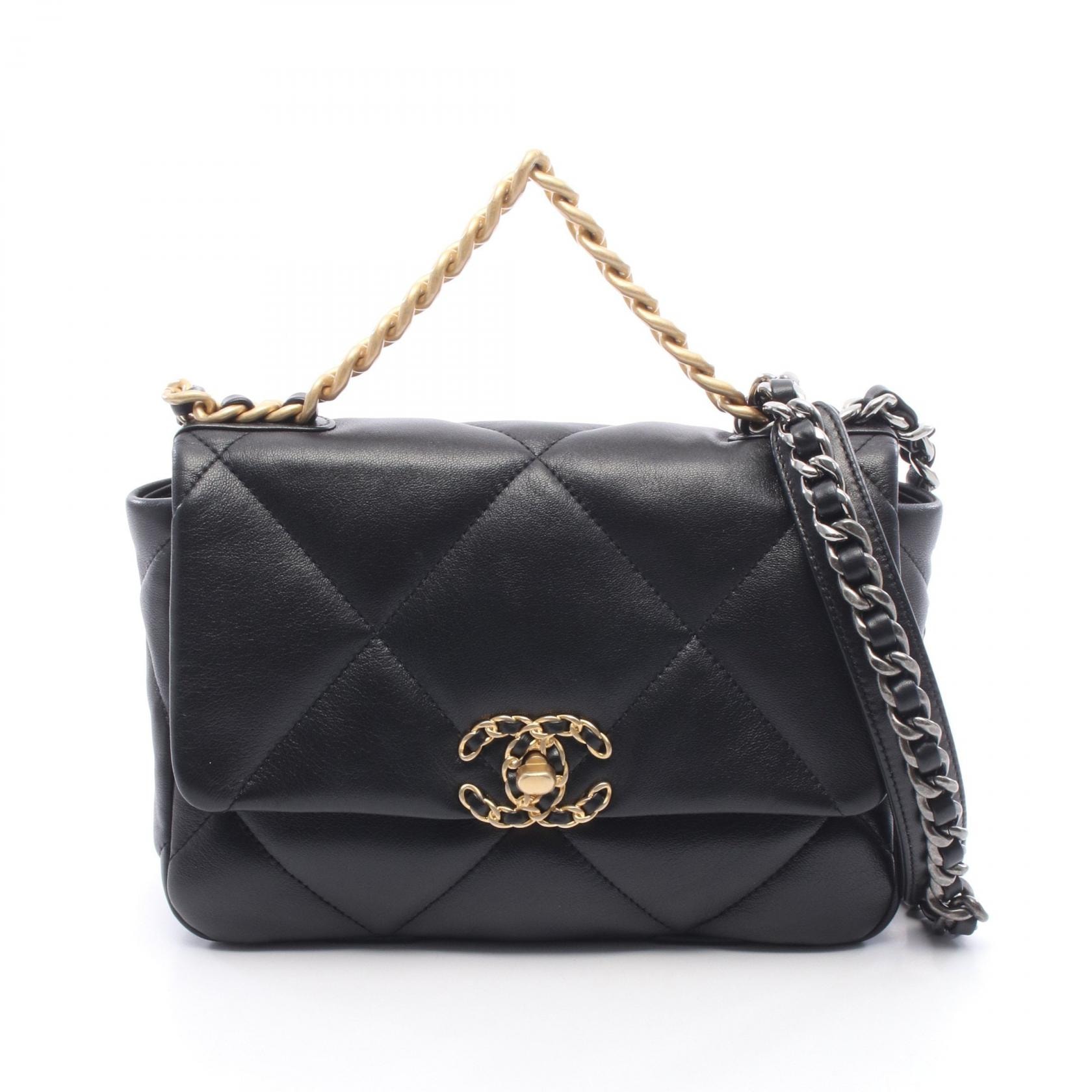シャネル CHANEL 19 ディズヌフ マトラッセ ショルダーバッグ バッグ レザー レディース ブラック系 AS1160 【中古】