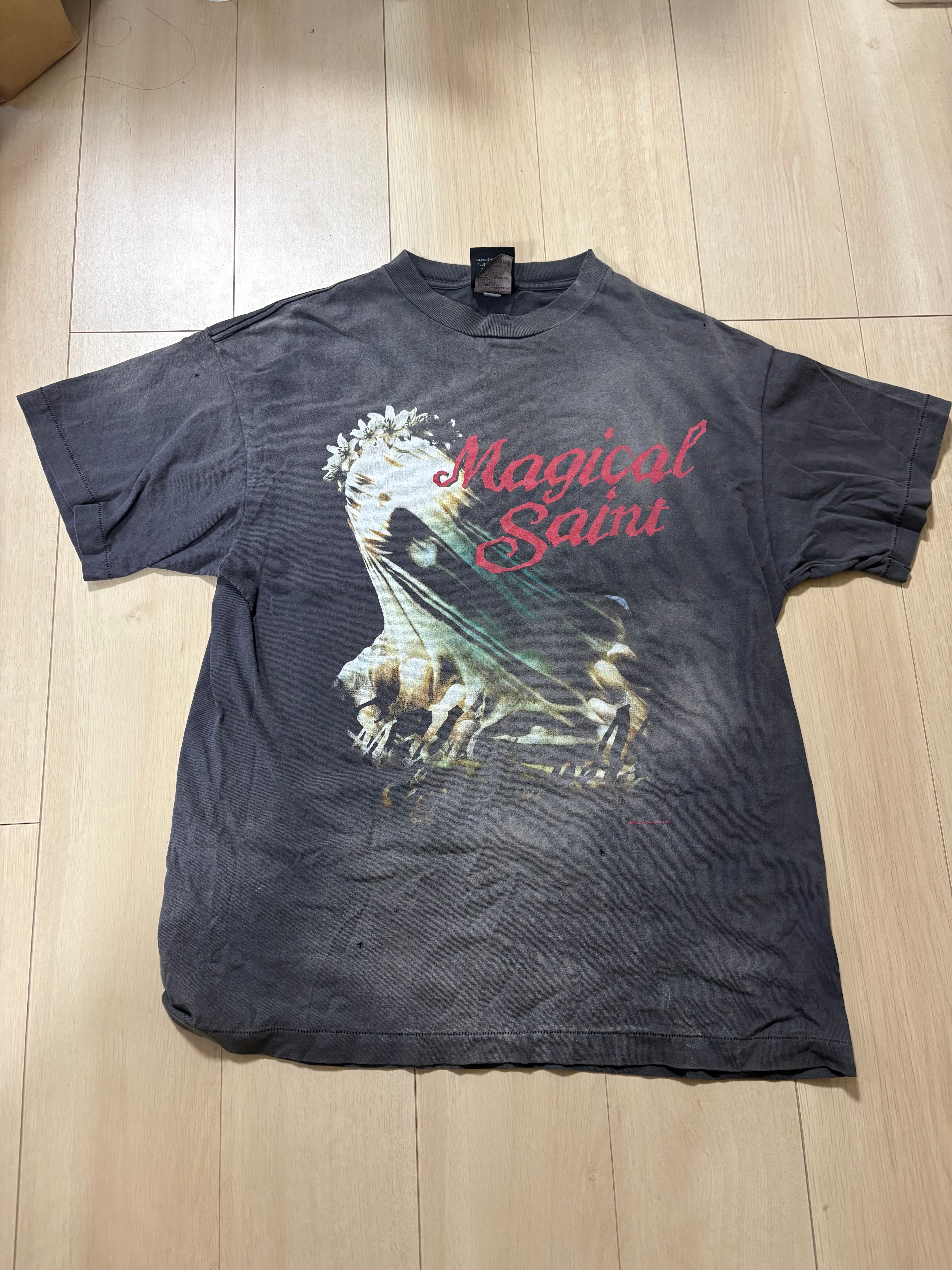 SAINT MICHAEL セントマイケル 24SS MAGICAL SAINT マジカルセント ダメージ加工半袖Tシャツ グレー
