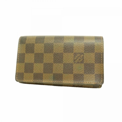 【6ga0480】ルイヴィトン 財布 ダミエ ポルトフォイユトレゾール N61736 エベヌ【中古】レディース
