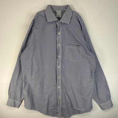 古着 ブルックスブラザーズ Brooks Brothers 長袖シャツ SLIM FIT カラーステイ XL ブルー系 ボーダー メンズ