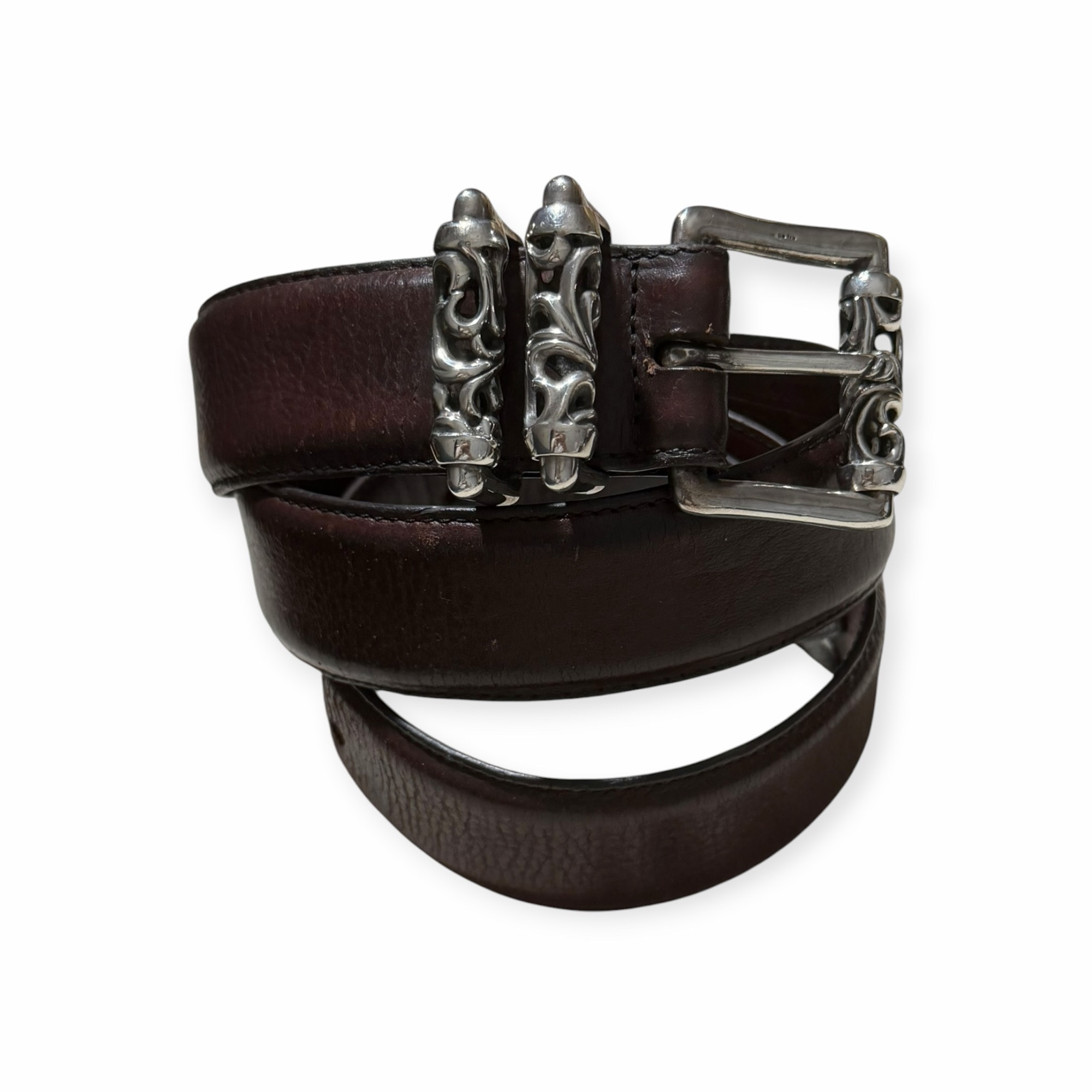 Chrome Hearts 3PC 1.5 Roller Leather Belt "Black/Silver"