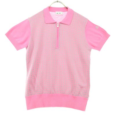 美品 adidas ゴルフ 半袖 ハーフジップ ポロシャツ