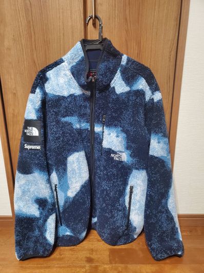 Supreme x The North Face Bleached Denim Print Fleece Jacket "Indigo"