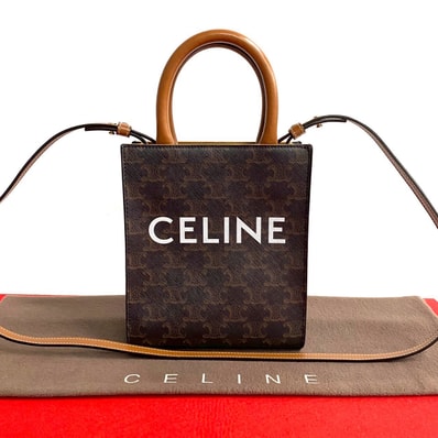 CELINE セリーヌ バーティカル カバ ミニ レザー PVC ショルダーバッグ ブラウン
57299