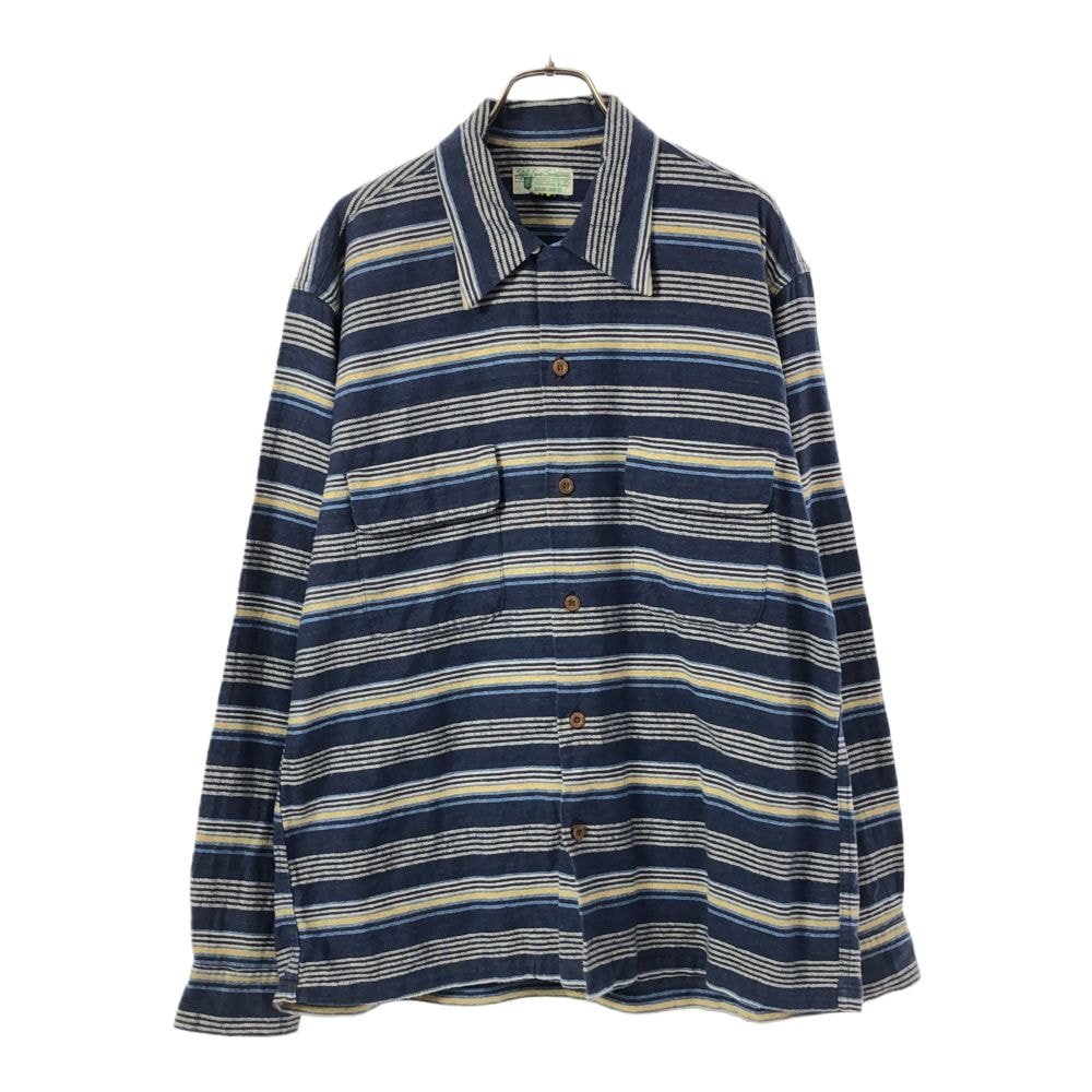 SUGAR CANE シュガーケーン 東洋エンタープライズ ボーダー 長袖 コットンシャツ LARGE ブルー系