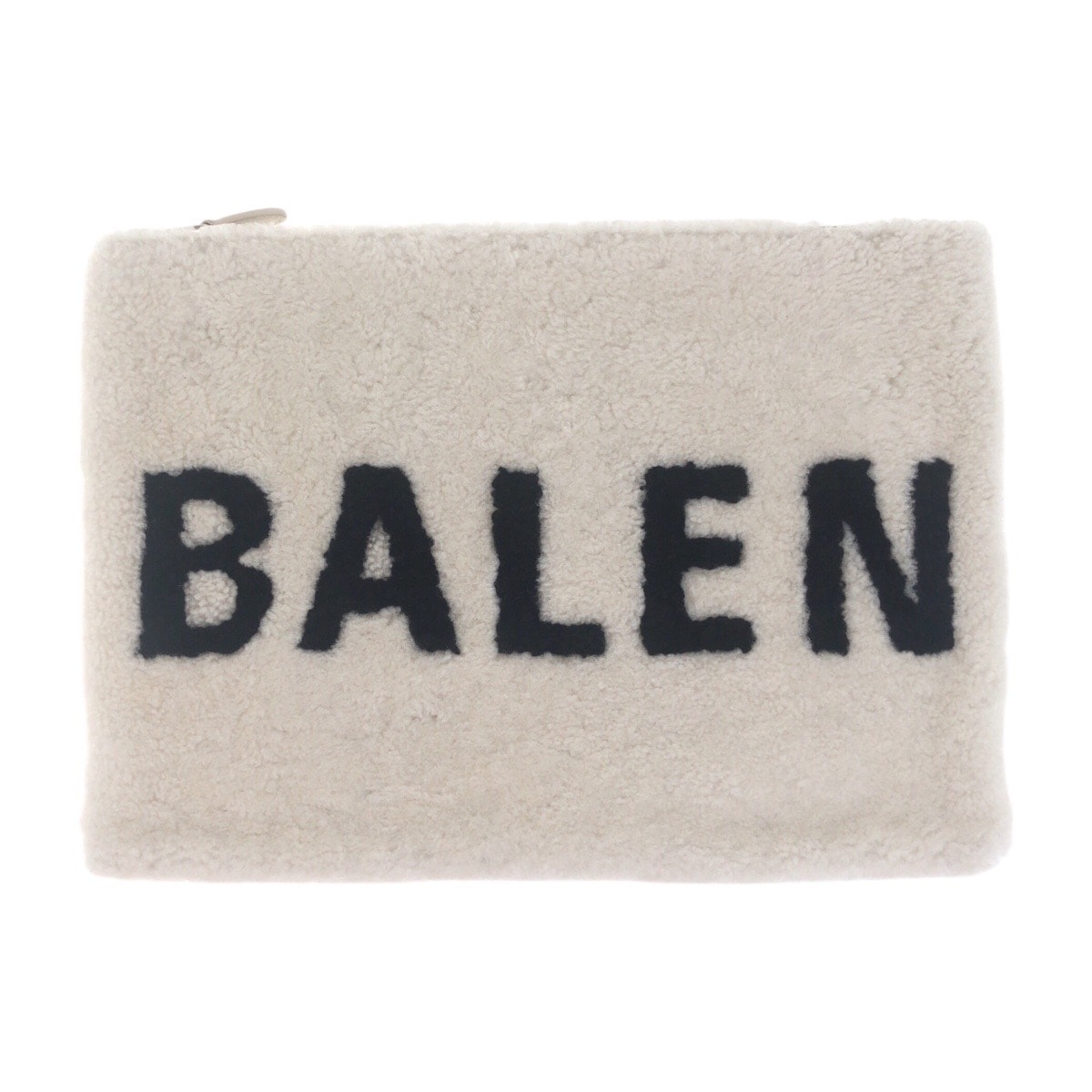 美品 BALENCIAGA バレンシアガ シアリングロゴ ホワイト シルバー金具 ムートン クラッチバッグ 男女兼用 503958 【中古】