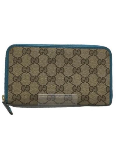 GUCCI GG Canvas Zip Around Wallet "Blue"