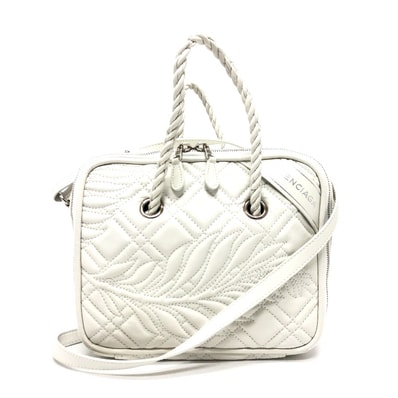 バレンシアガ BALENCIAGA ブランケットスクエアS 466541 キルティング 2WAYバック カバン バッグ ショルダー ハンドバック ハンドバッグ レザー ホワイト