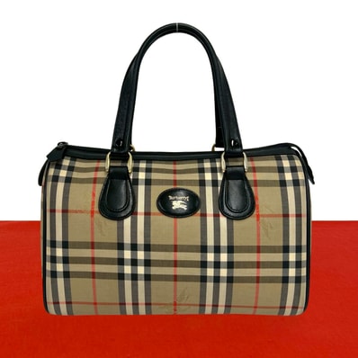 BURBERRY バーバリー ロゴ ノバチェック シャドーホース キャンバス レザー ハンドバッグ ベージュ
10669