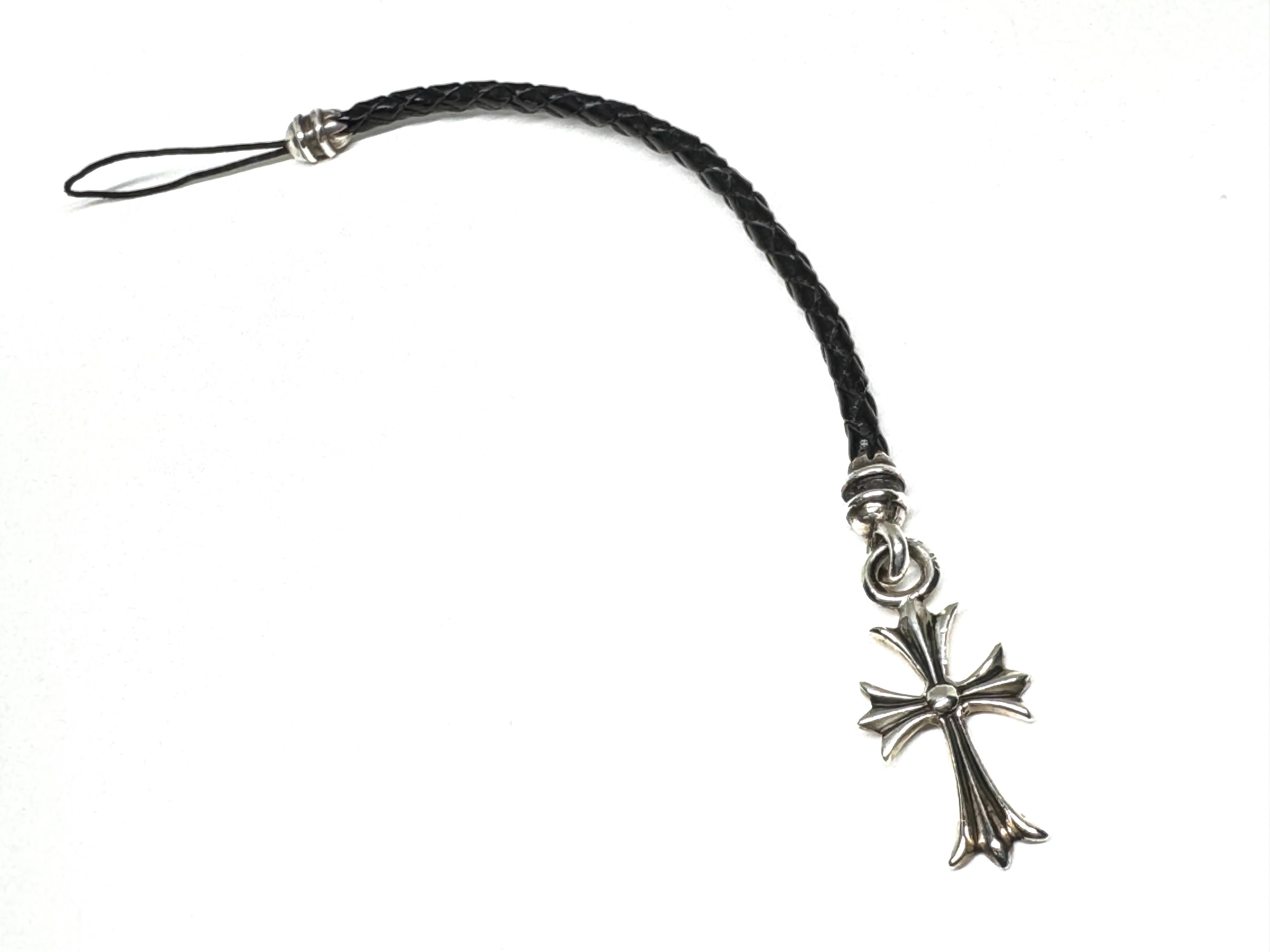 クロムハーツ 携帯 ストラップ タイニーCHクロス チャーム レザー 925