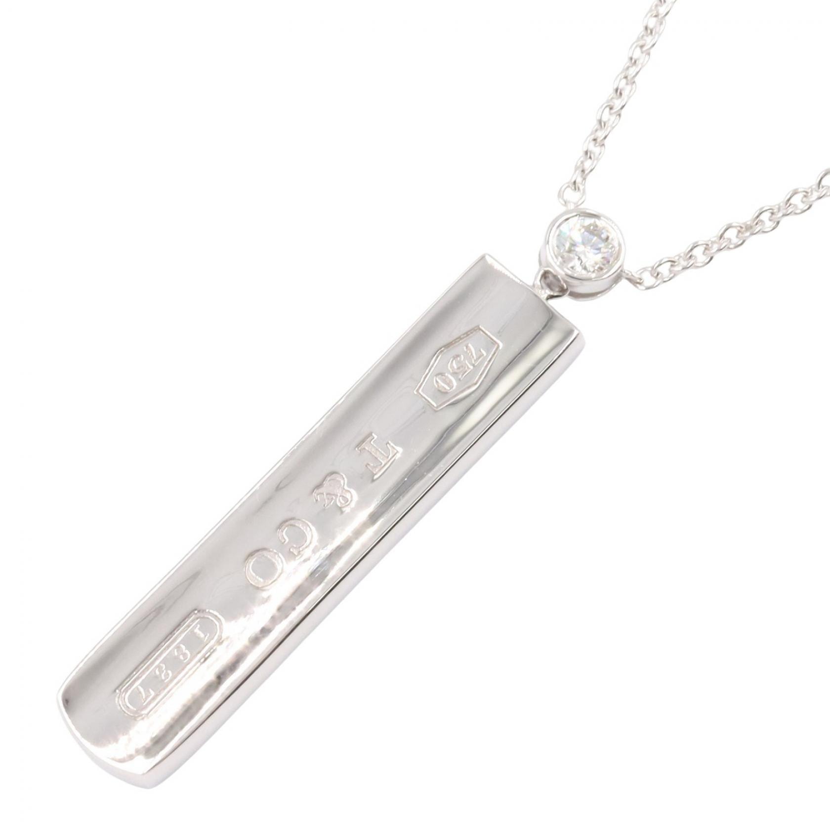 ティファニー TIFFANY&CO 1837 バー ネックレス 1PD ネックレス ジュエリー K18WG(ホワイトゴールド) ダイヤモンド レディース シルバー系 / クリア系 【中古】