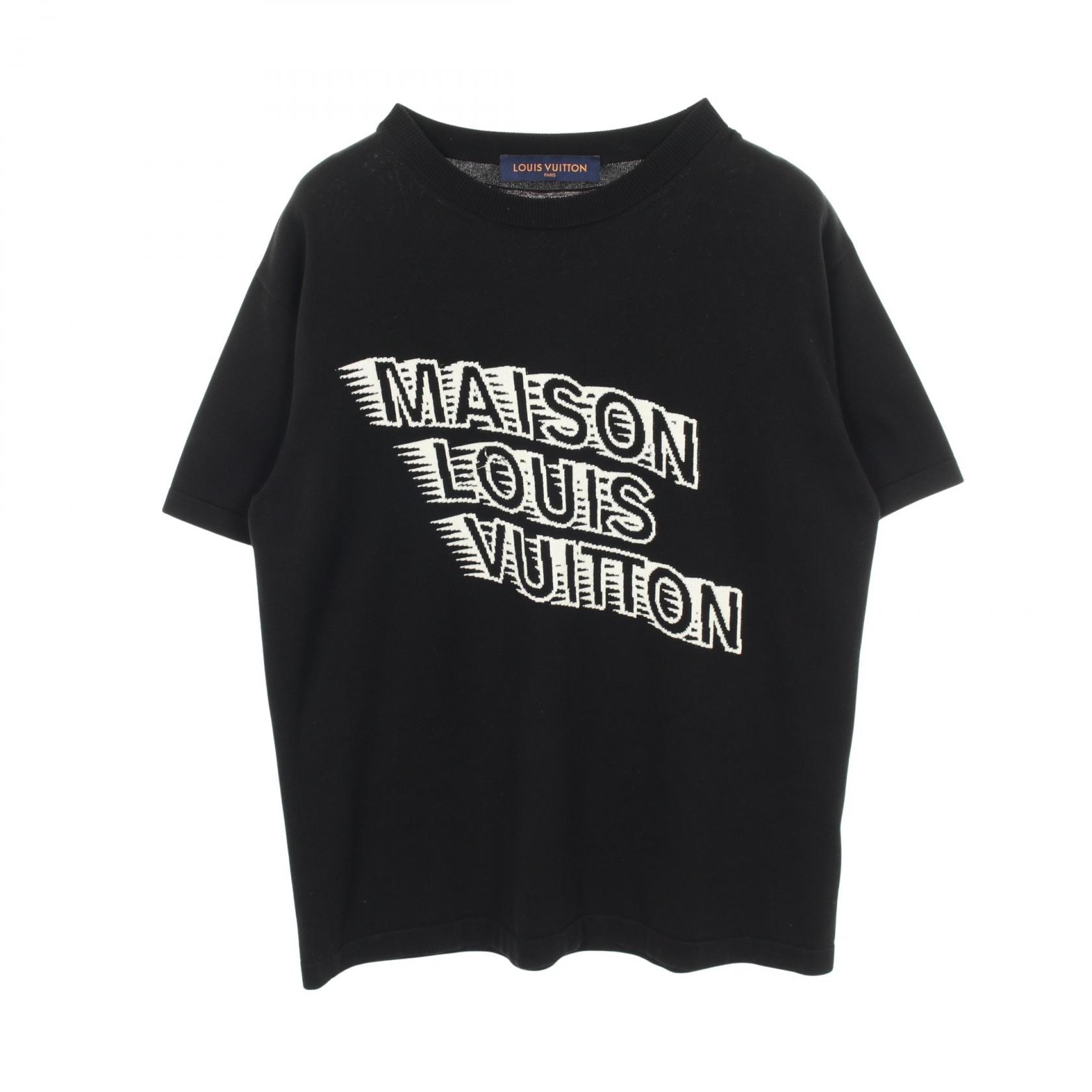 ルイ・ヴィトン LOUIS VUITTON メゾンロゴ ニット 半袖Tシャツ 衣料品 トップス コットン メンズ ブラック系 / ホワイト系 RM2129 HA0 HLN31W 【中古】