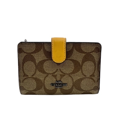 コーチ COACH 二つ折り財布 シグネチャー L字ファスナー ベージュ
