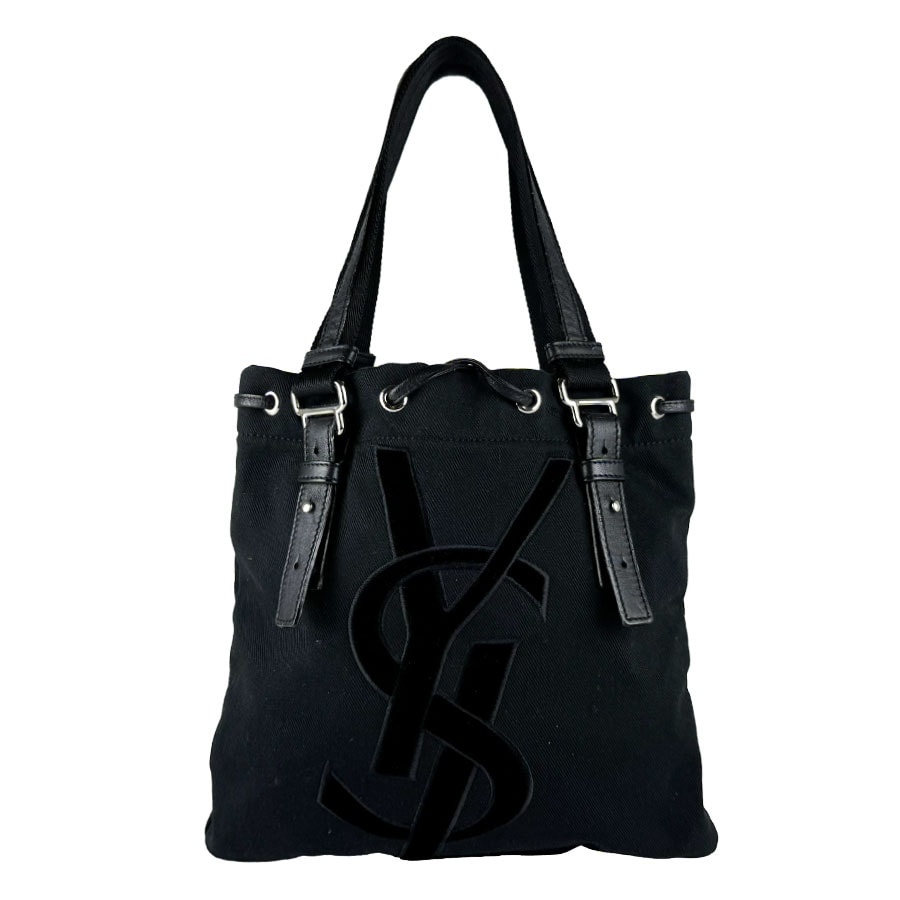サンローラン SAINT LAURENT ハンドバッグ キャンバス ブラック レディース【中古】 z10811